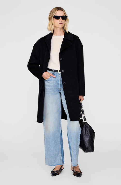 Anine Bing Portia Coat Cashmere Blend In Black