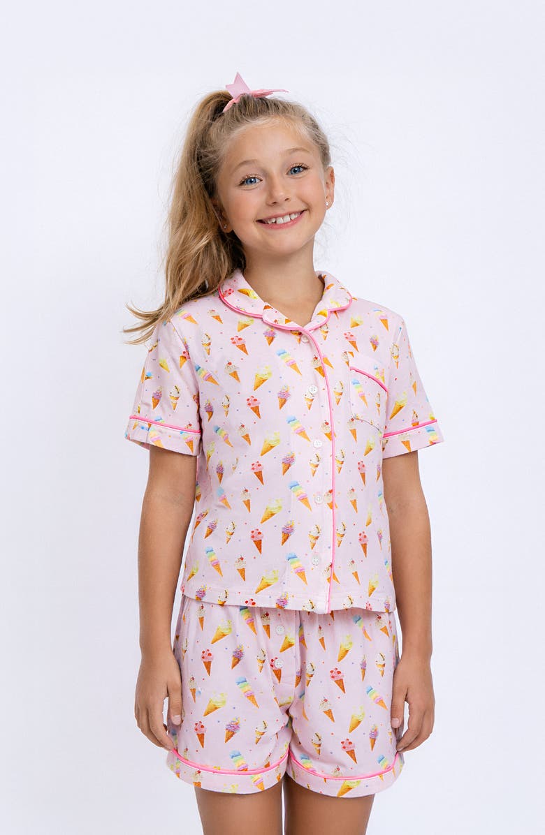 Preppy Goose Ice Cream Print Short Sleeve Jersey PJ, Alternate, color, Pink Multi