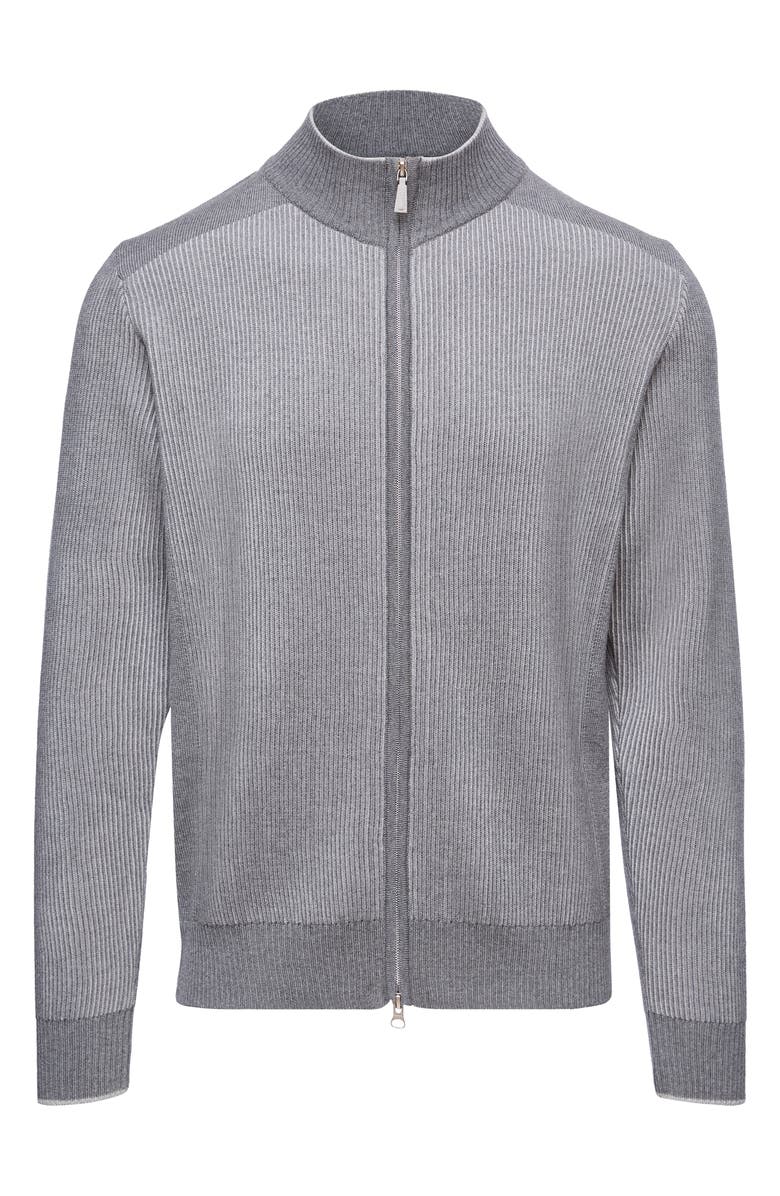 Emanuel Berg Merino Wool Zip Cardigan, Alternate, color, Medium Grey