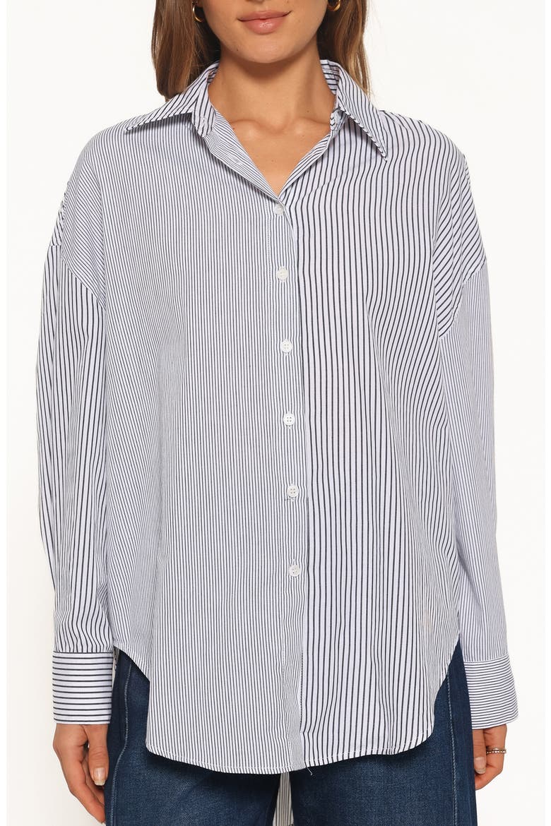Elva Oversized Striped Cotton Shirt, Main, color, BLUE STRIPE