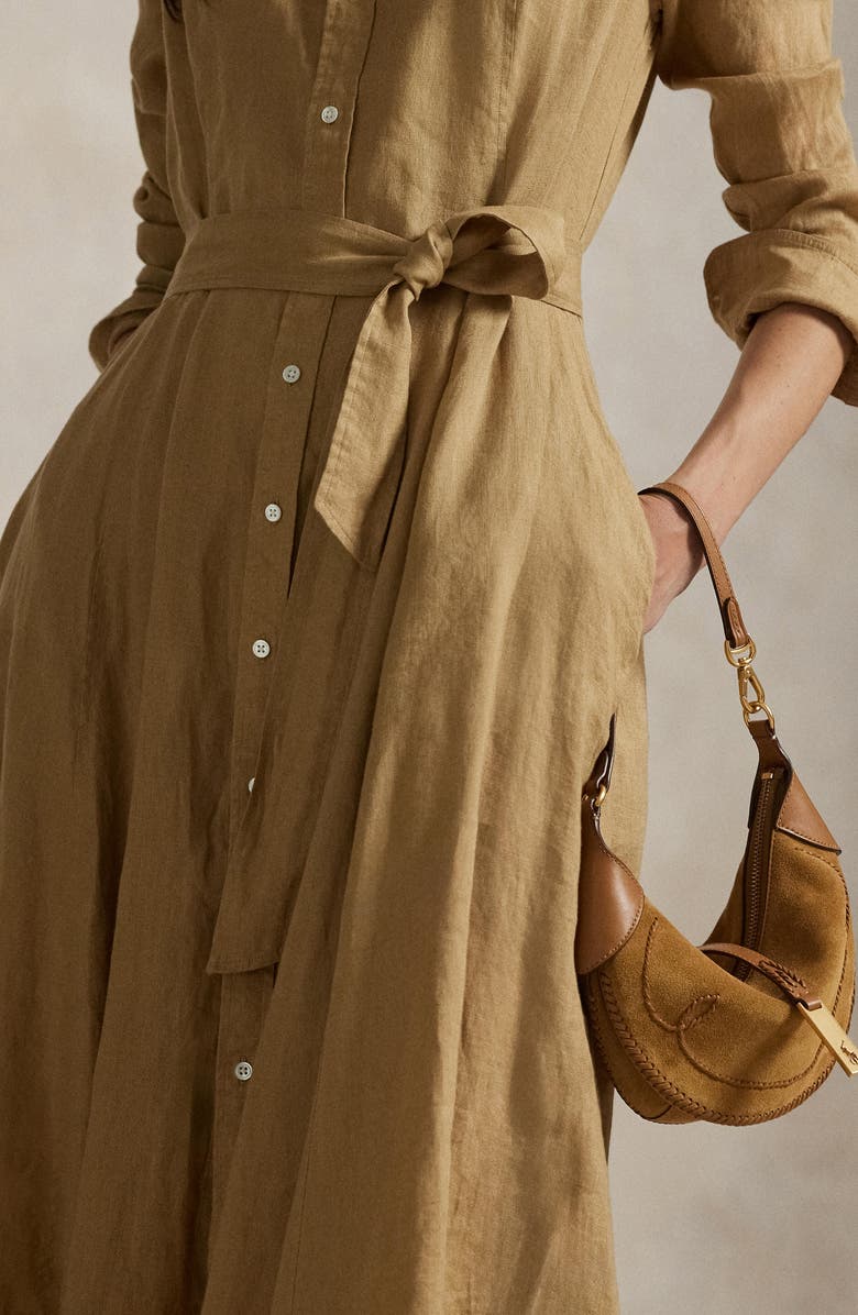 Polo Ralph Lauren Long Sleeve Linen Shirtdress, Alternate, color, 