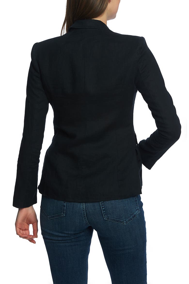 Double Breasted Linen Blazer, Alternate, color, RICH BLACK