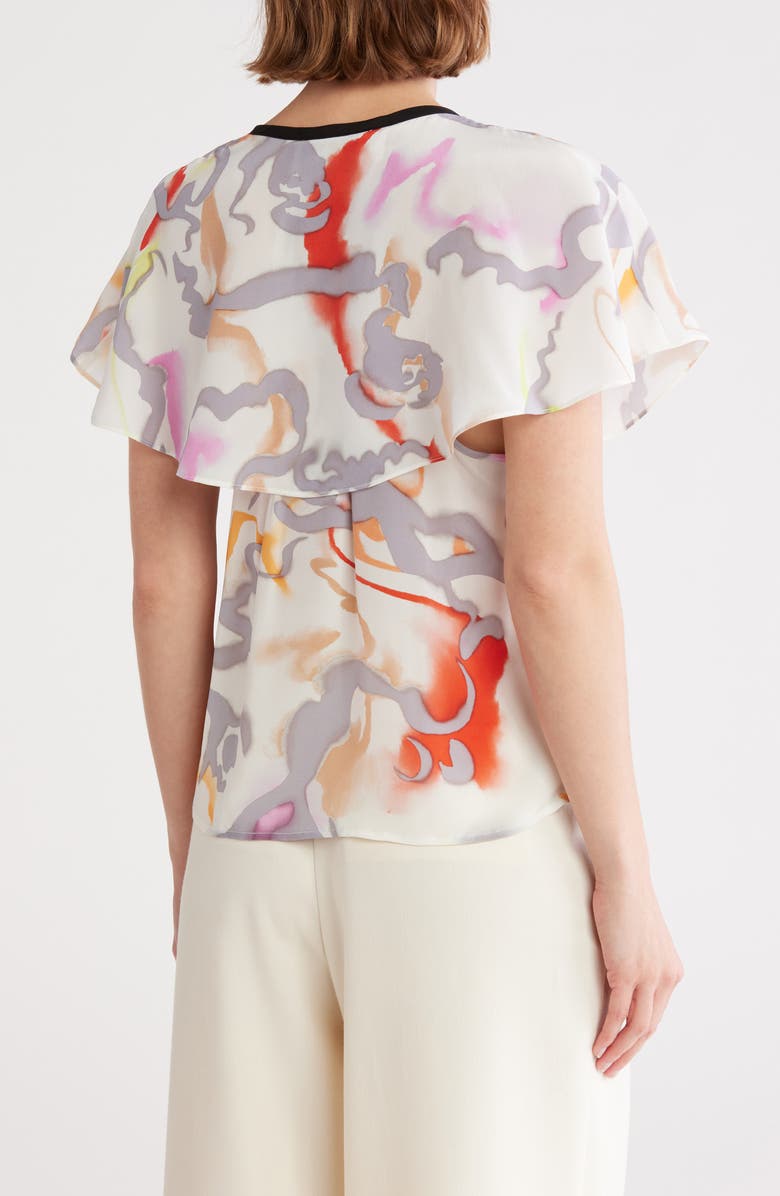 Joie Brisa Short Sleeve Silk Top, Alternate, color, Gardenia Multi