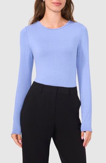 Halogen ® Crewneck Long Sleeve T-shirt In Blue Blossom