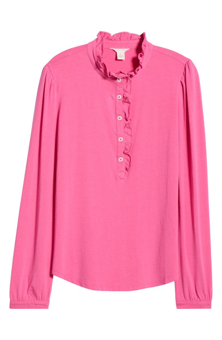 Caslon<sup>®</sup> Ruffle Detail Henley Shirt, Alternate, color, Pink Fizz
