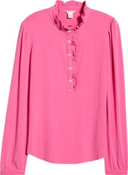 Caslon® Ruffle Detail Henley Shirt