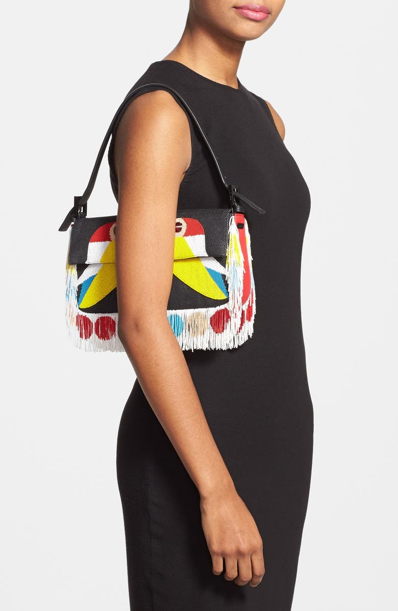 Fendi 'Bird' Beaded Baguette, Alternate, color,