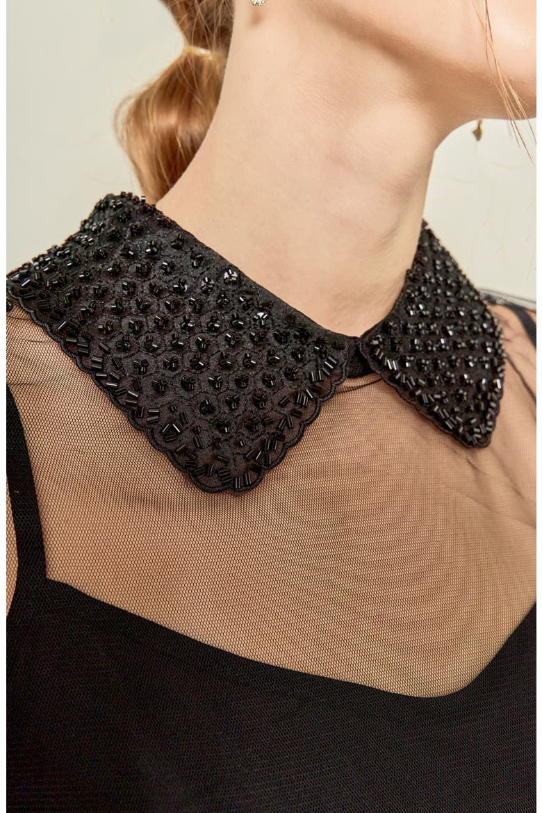 See Through Beaded Top, Alternate, color, BLACK