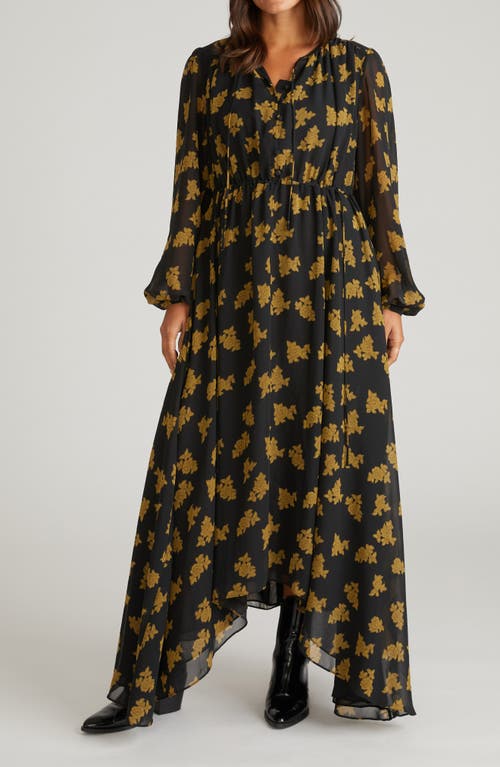 Universal Standard Karina Long Sleeve Chiffon Midi Dress In Black