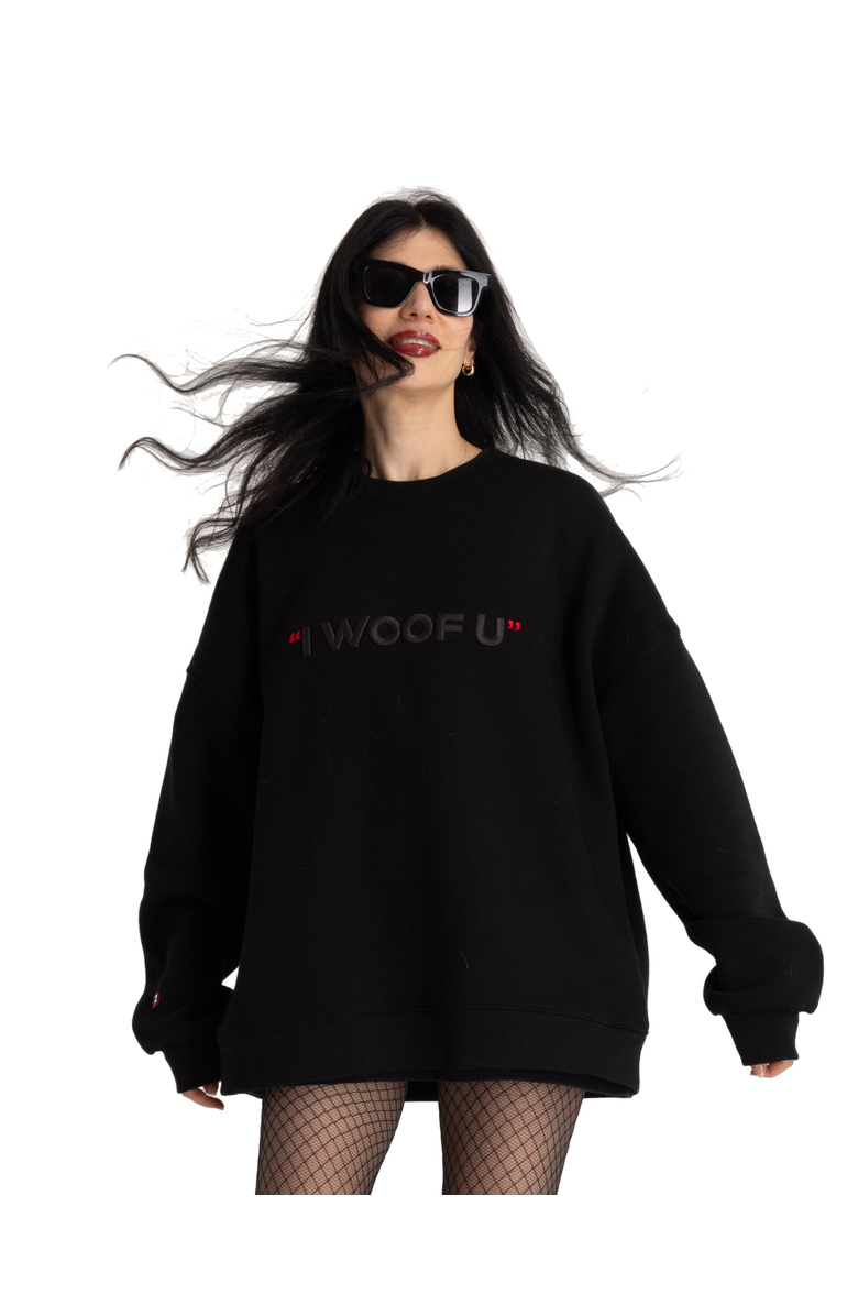 Moshiqa I Woof U Human Sweatshirt, Alternate, color, Black
