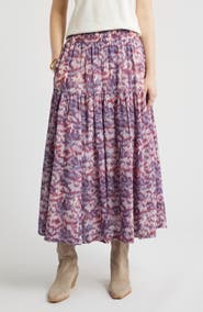 Treasure & Bond Smocked Waist Cotton Maxi Skirt