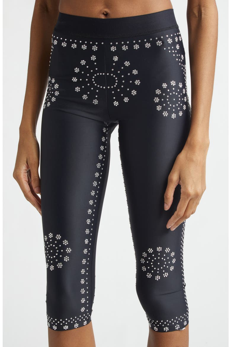 Mantra Print Cycling Capri Leggings, Alternate, color, BLACK BLK