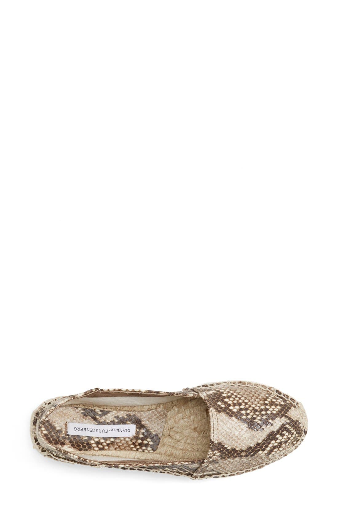Diane von Furstenberg 'Tilly' Snake Embossed Espadrille Flat, Alternate, color, 