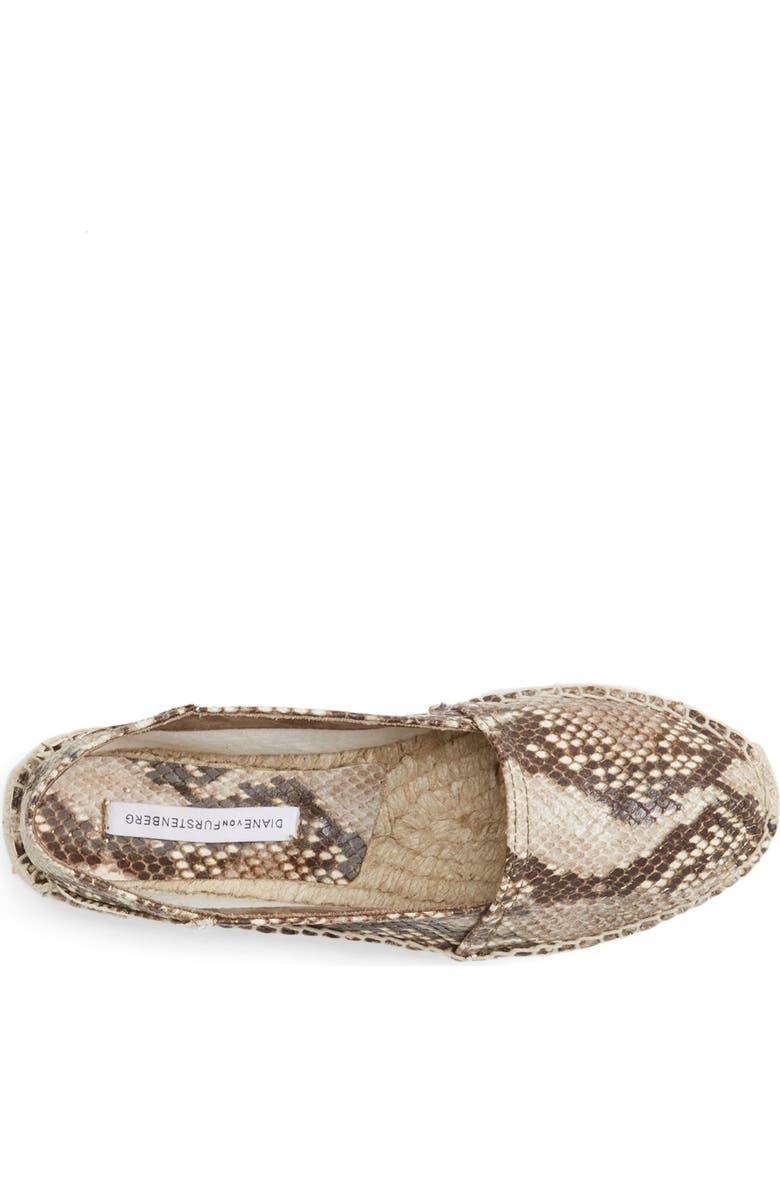 Diane von Furstenberg 'Tilly' Snake Embossed Espadrille Flat, Alternate, color,