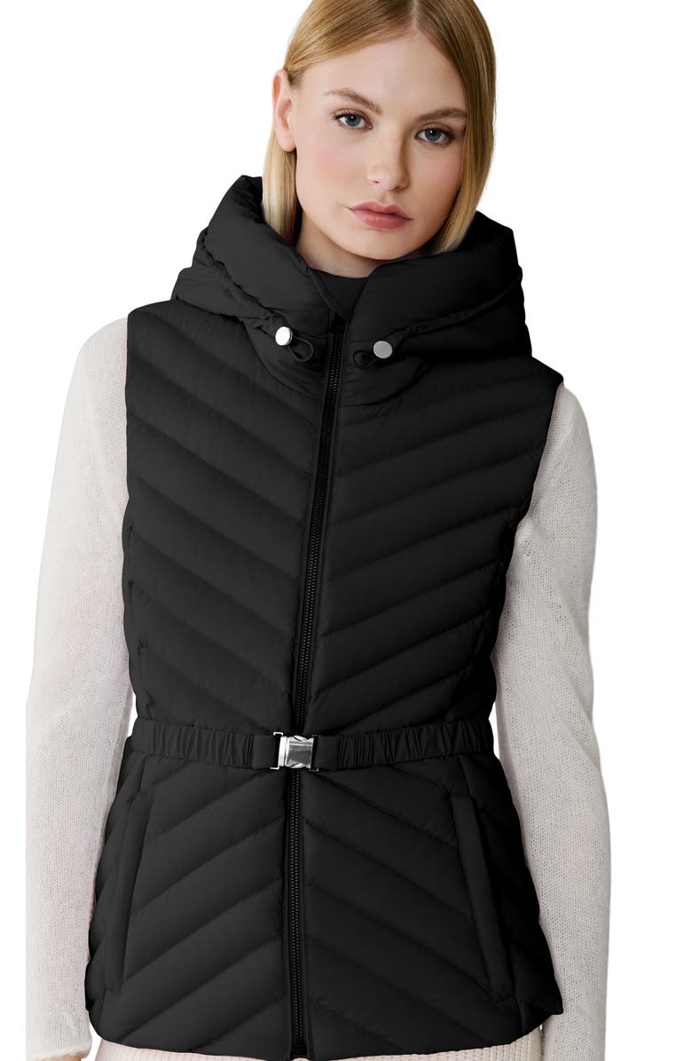 Soia & Kyo Estelle Water Resistant 700 Fill Power Hooded Down Vest, Alternate, color, Black
