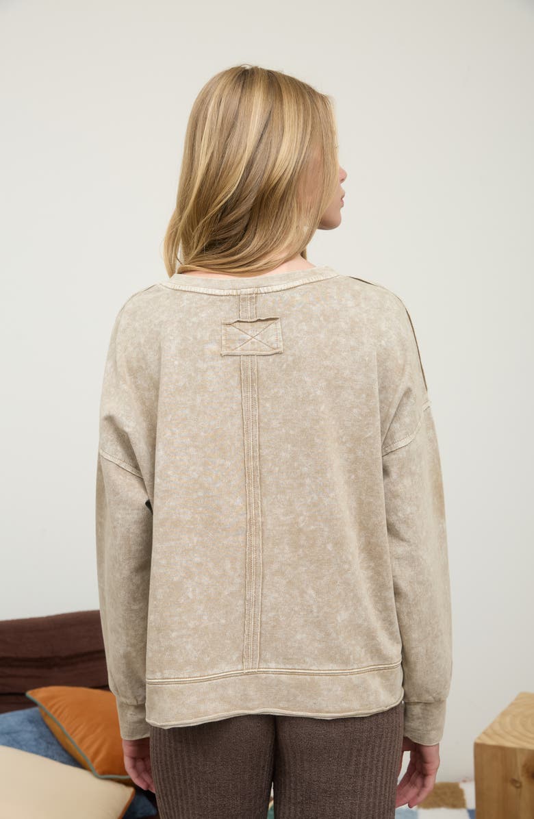 Blu Pepper Split Neck Long Sleeve Shirt, Alternate, color, Tan