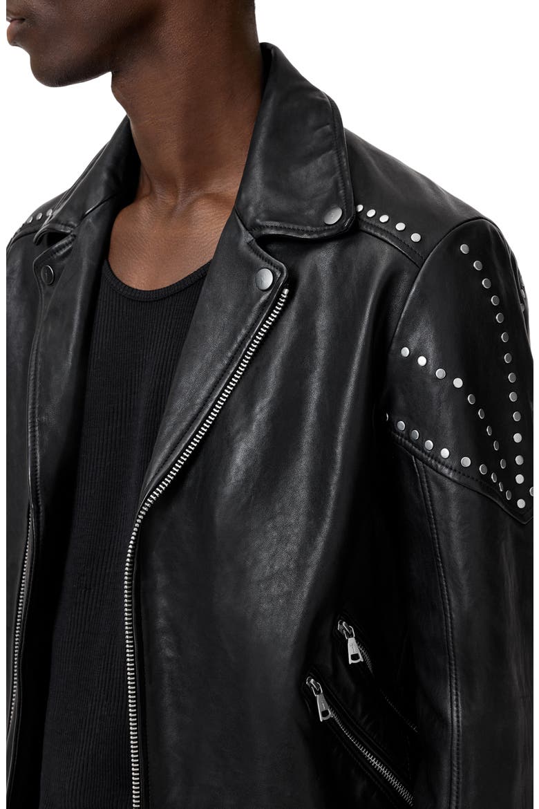 Daniel Oversprayed Leather Moto Jacket, Alternate, color, BLACK