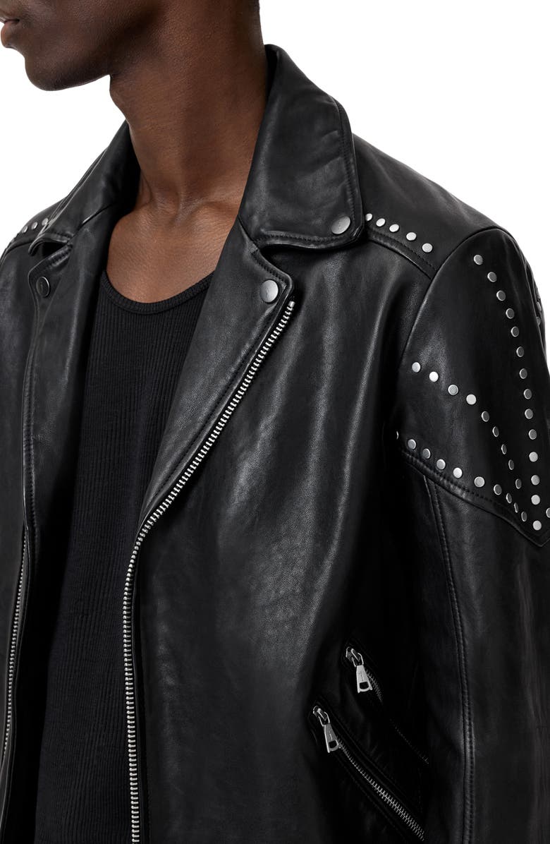 John Varvatos Daniel Oversprayed Leather Moto Jacket, Alternate, color,