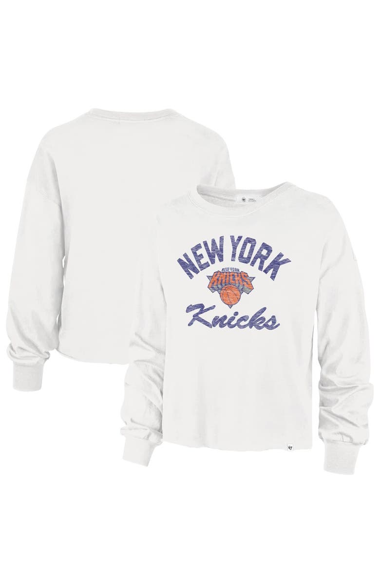 '47 Women's '47 Cream New York Knicks Parkway Wrapped Up Long Sleeve T-Shirt, Main, color, Cream