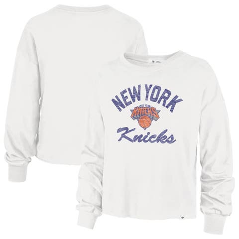 Women's '47 Cream New York Knicks Parkway Wrapped Up Long Sleeve T-Shirt