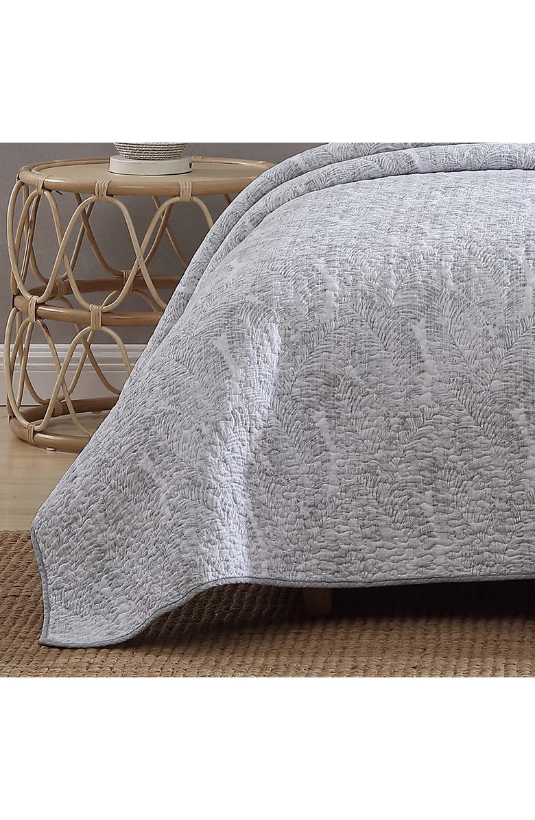 Tommy Bahama Distressed Water Leaves Reversible Quilt & Sham Set, Alternate, color, Pelican Grey