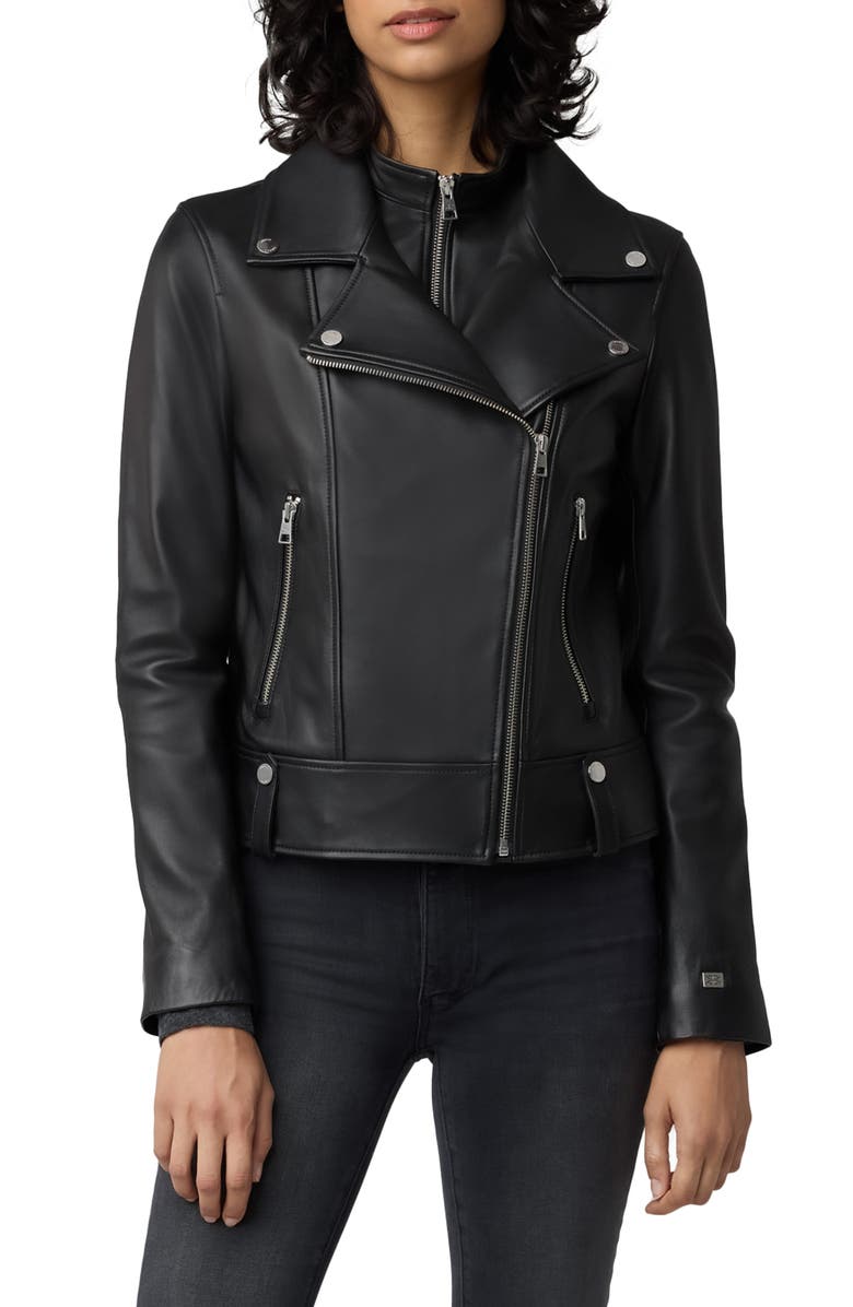 Soia & Kyo Ryder Leather Moto Jacket with Removable Bib, Main, color,