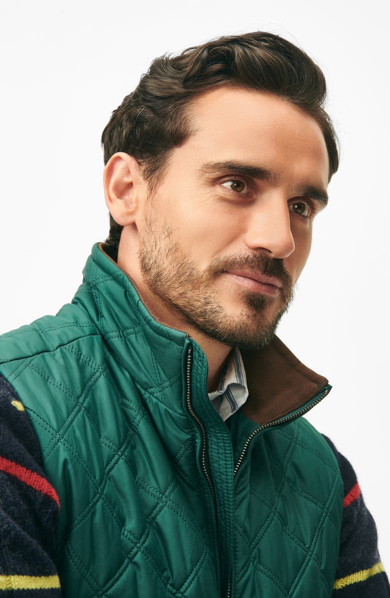 Brooks Brothers Paddock Water Repellent Diamond Quilted Vest, Alternate, color, Dark Green
