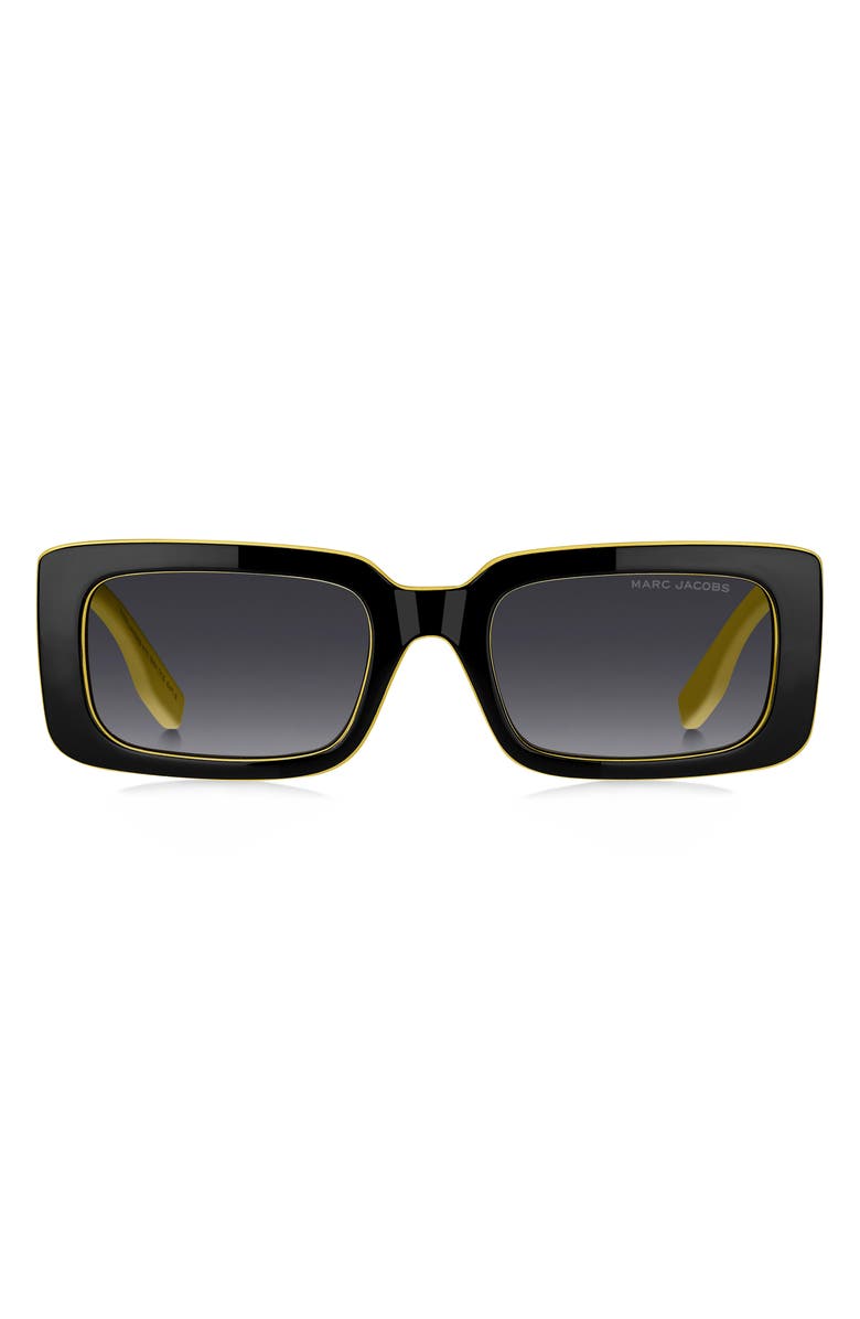 Marc Jacobs 53mm Gradient Rectangular Sunglasses, Main, color, Black Yellow