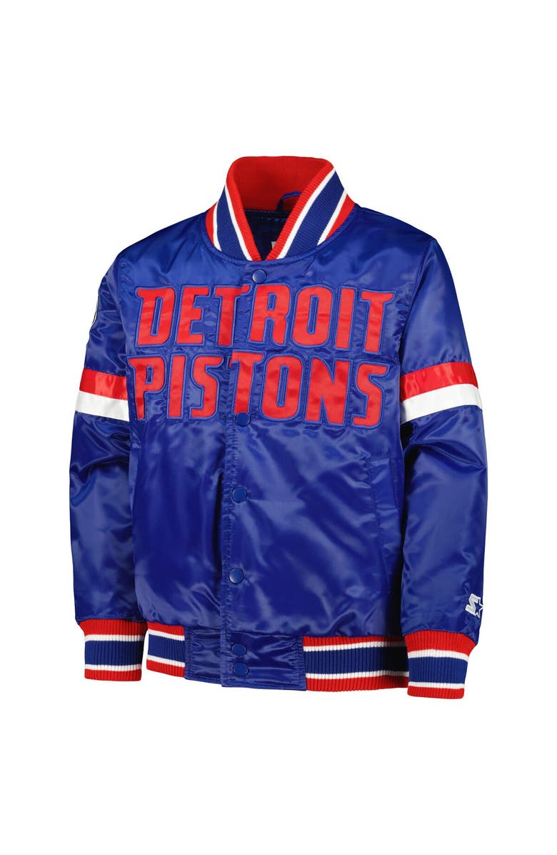 STARTER Youth Starter Blue Detroit Pistons Home Game Varsity Satin Full-Snap Jacket, Alternate, color, 