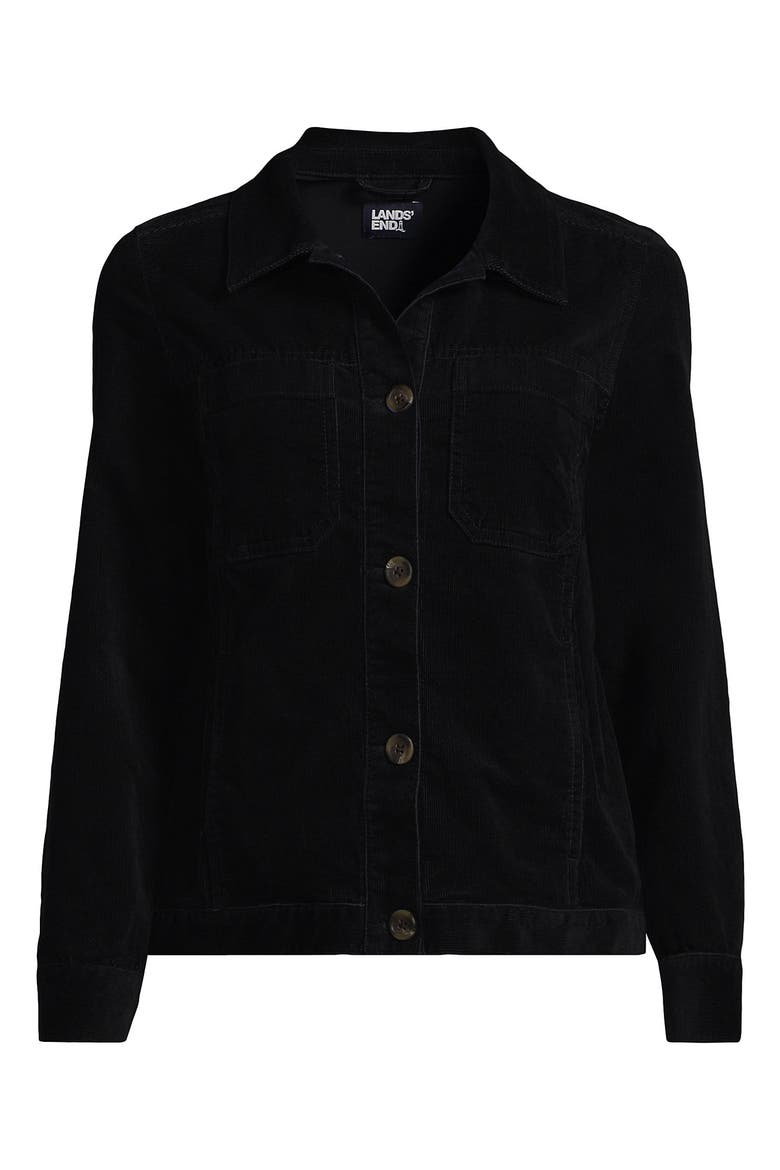 Plus Size Corduroy Cropped Button Front Jacket, Alternate, color, Black