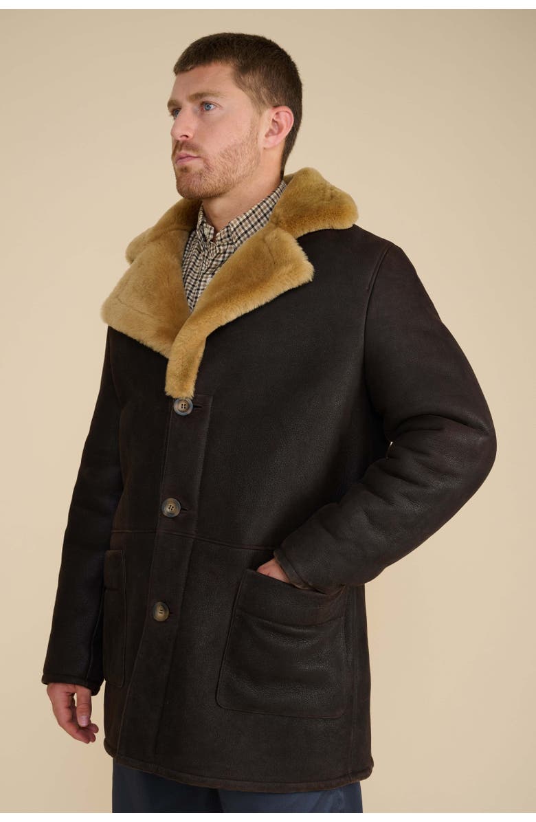 Furniq UK William Shearling Coat, Alternate, color, Brown