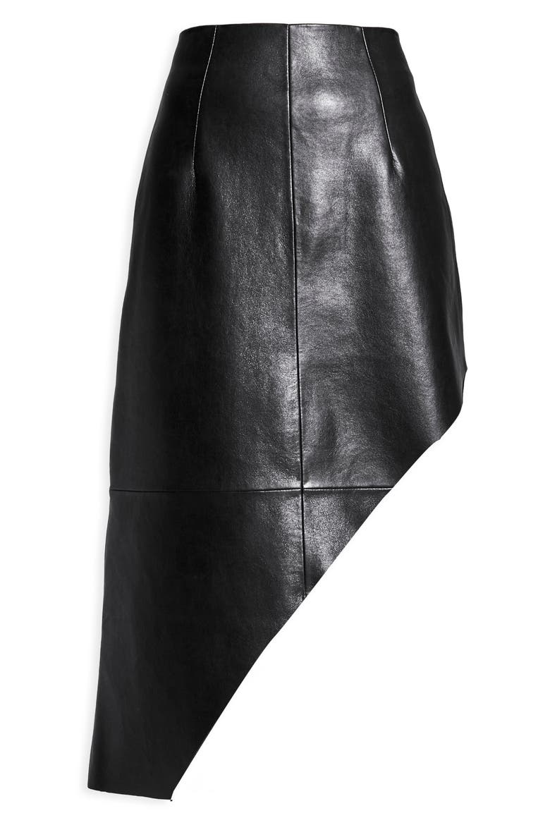 Fallon Recycled Leather Skirt, Alternate, color, BLACK