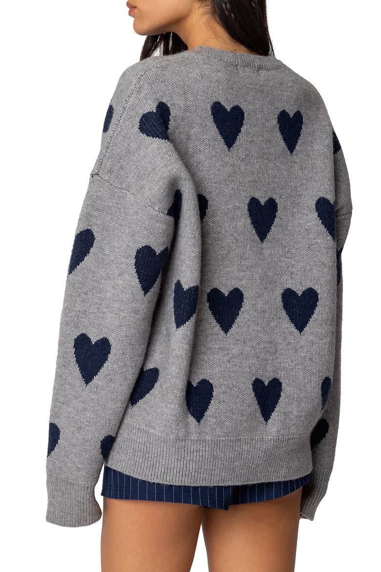 Big Heart Oversize Sweater, Alternate, color, GRAY-MELANGE