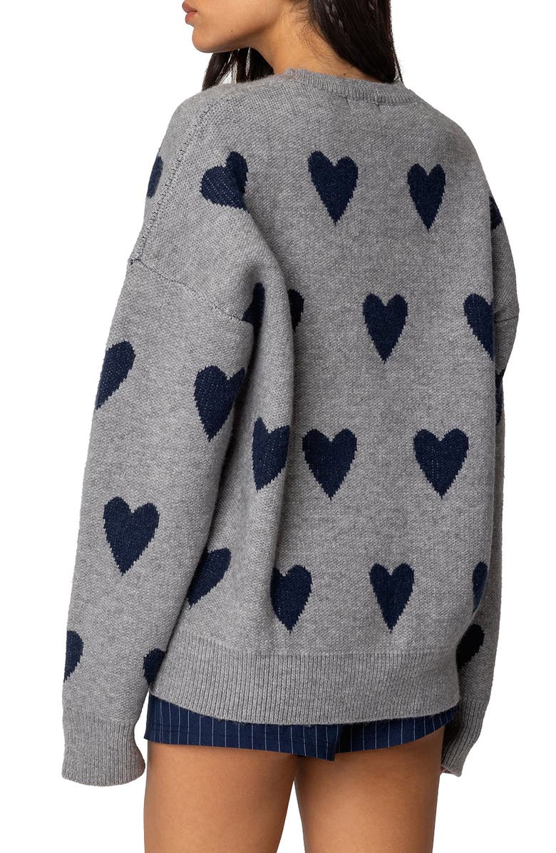 EDIKTED Big Heart Oversize Sweater, Alternate, color, Gray-Melange