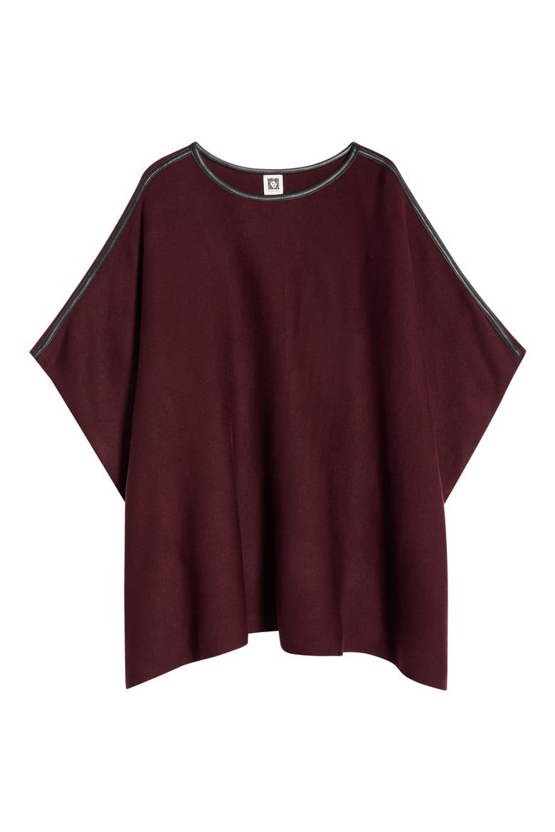 Faux Leather Trim Cape, Alternate, color, BAROLO