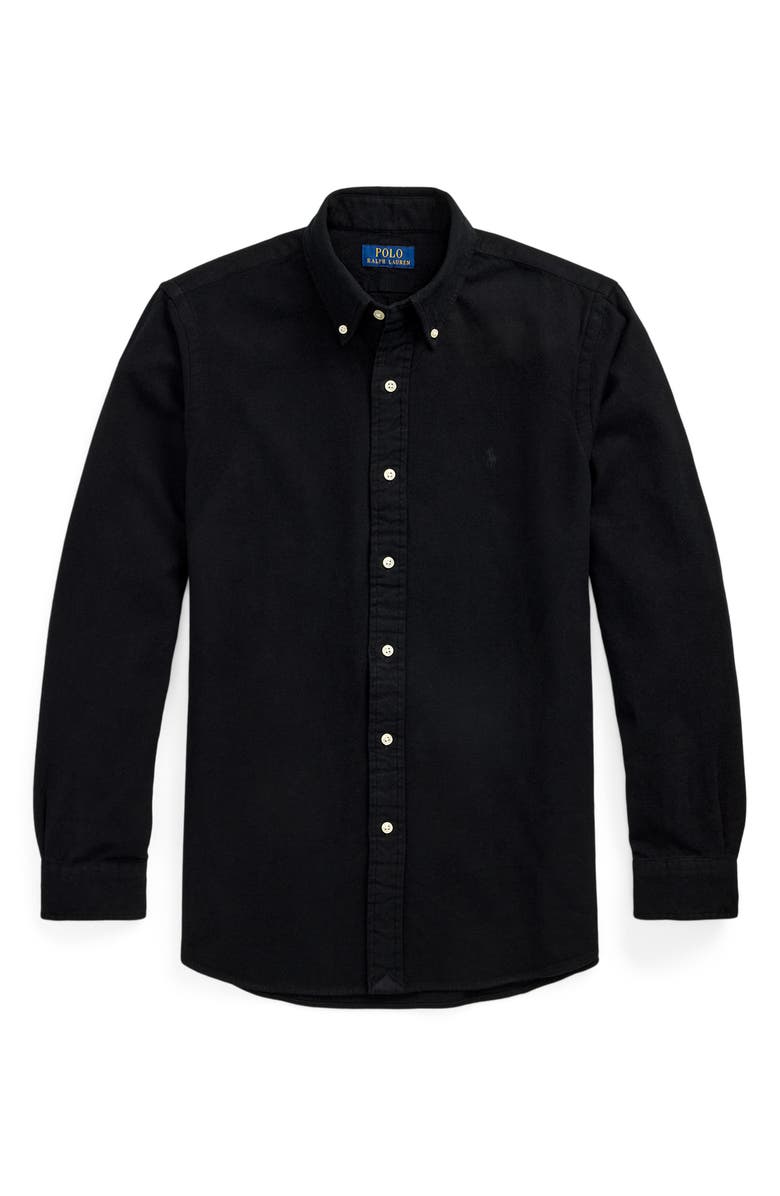 Polo Ralph Lauren Brushed Flannel Button-Down Shirt, Alternate, color, Polo Black
