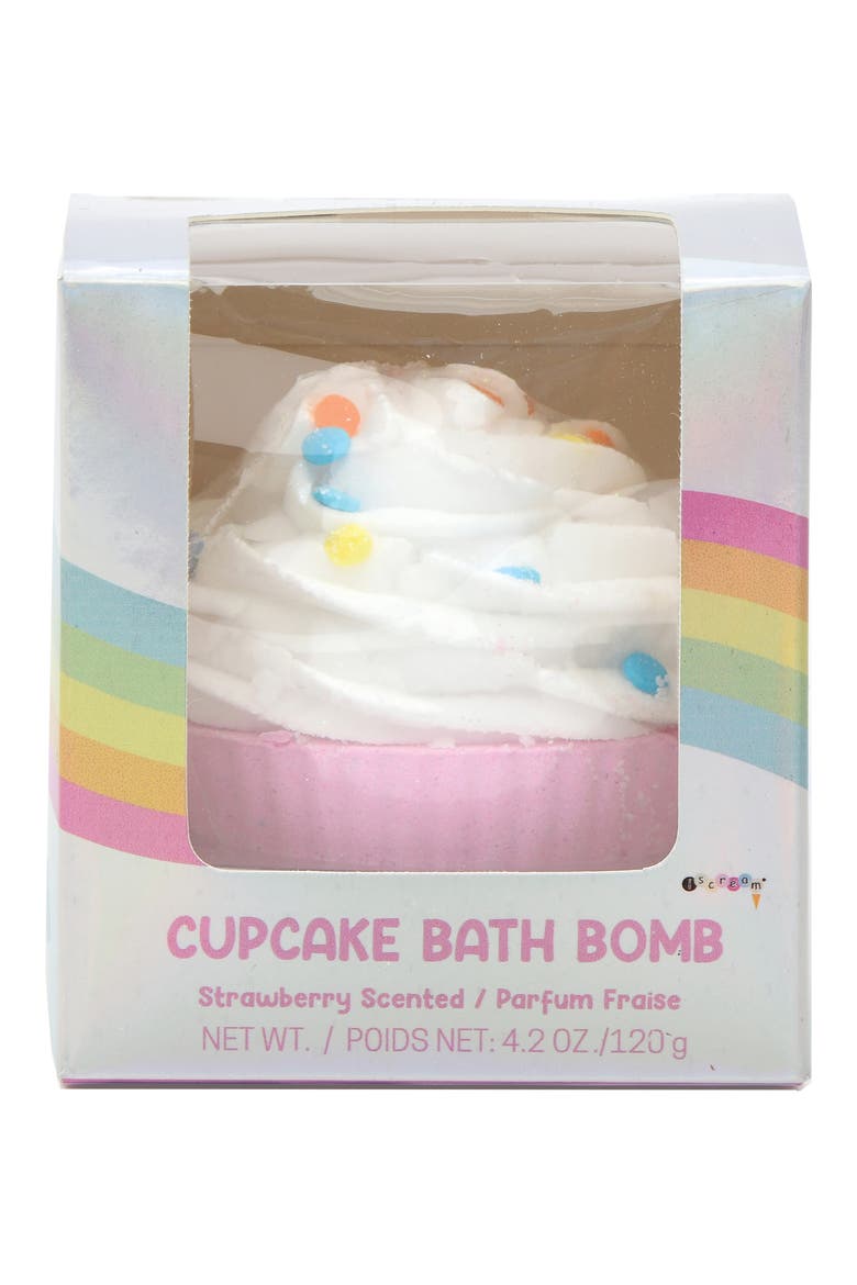 Cupcake Bath Bomb for Kids, Alternate, color, WHITE/ STRAWVERRY