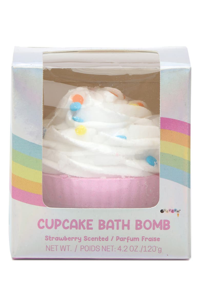 Iscream Cupcake Bath Bomb for Kids, Alternate, color, White/ Strawverry