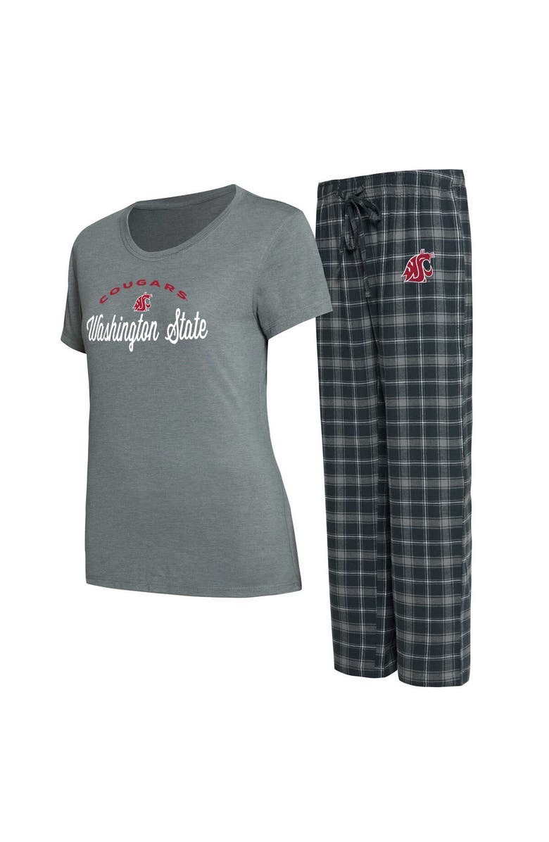CONCEPTS SPORT Women's Concepts Sport Charcoal/Gray Washington State Cougars Arctic T-Shirt & Flannel Pants Sleep Set, Main, color, 