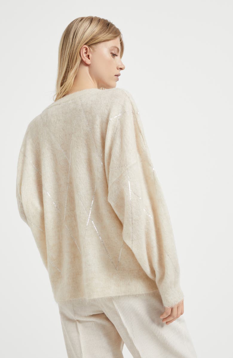 Brunello Cucinelli Sweater with Dazzling Argyle Embroidery, Alternate, color, 