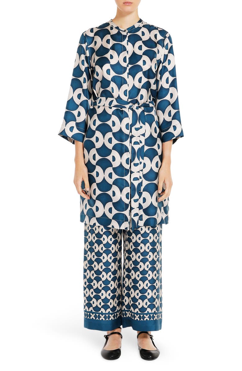 Max Mara Timek Geo Print Silk Belted Dress, Main, color,