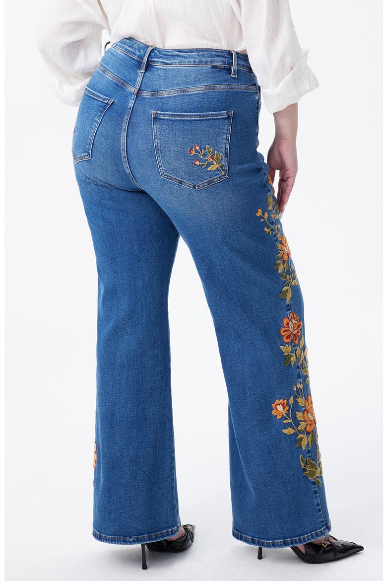 Embroidered High Waist Wide Leg Jeans, Alternate, color, SUNGETGLOW