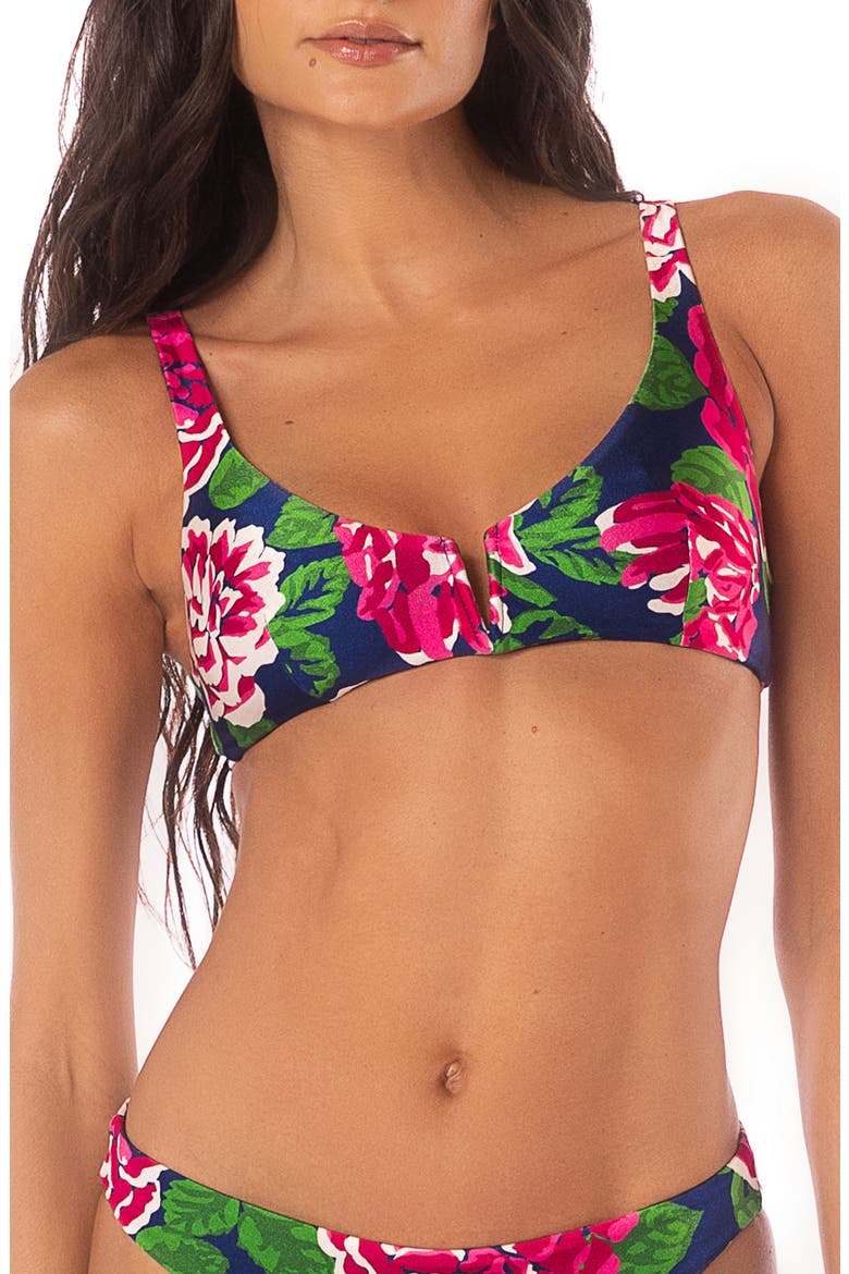 Meadow Roses Victories Reversible Bikini Top, Main, color, DARK BLUE