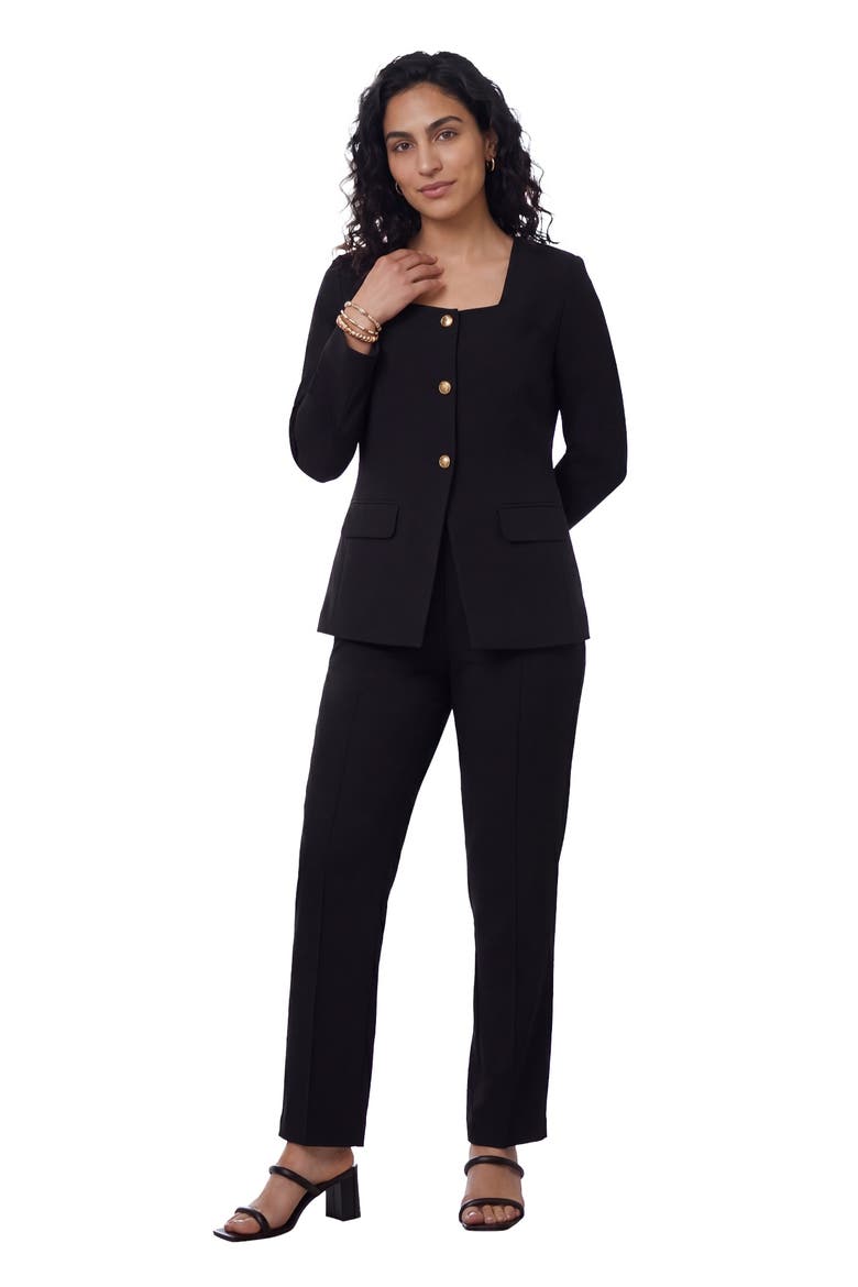 Stretch Crepe Square Neck Pantsuit, Main, color, BLACK