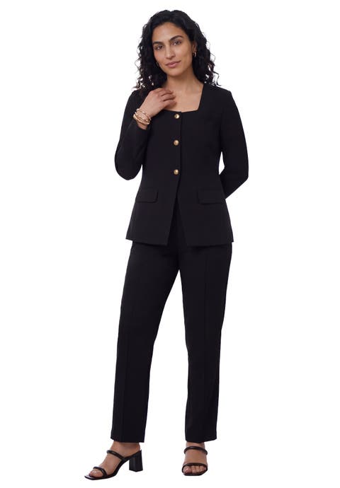 Stretch Crepe Square Neck Pantsuit