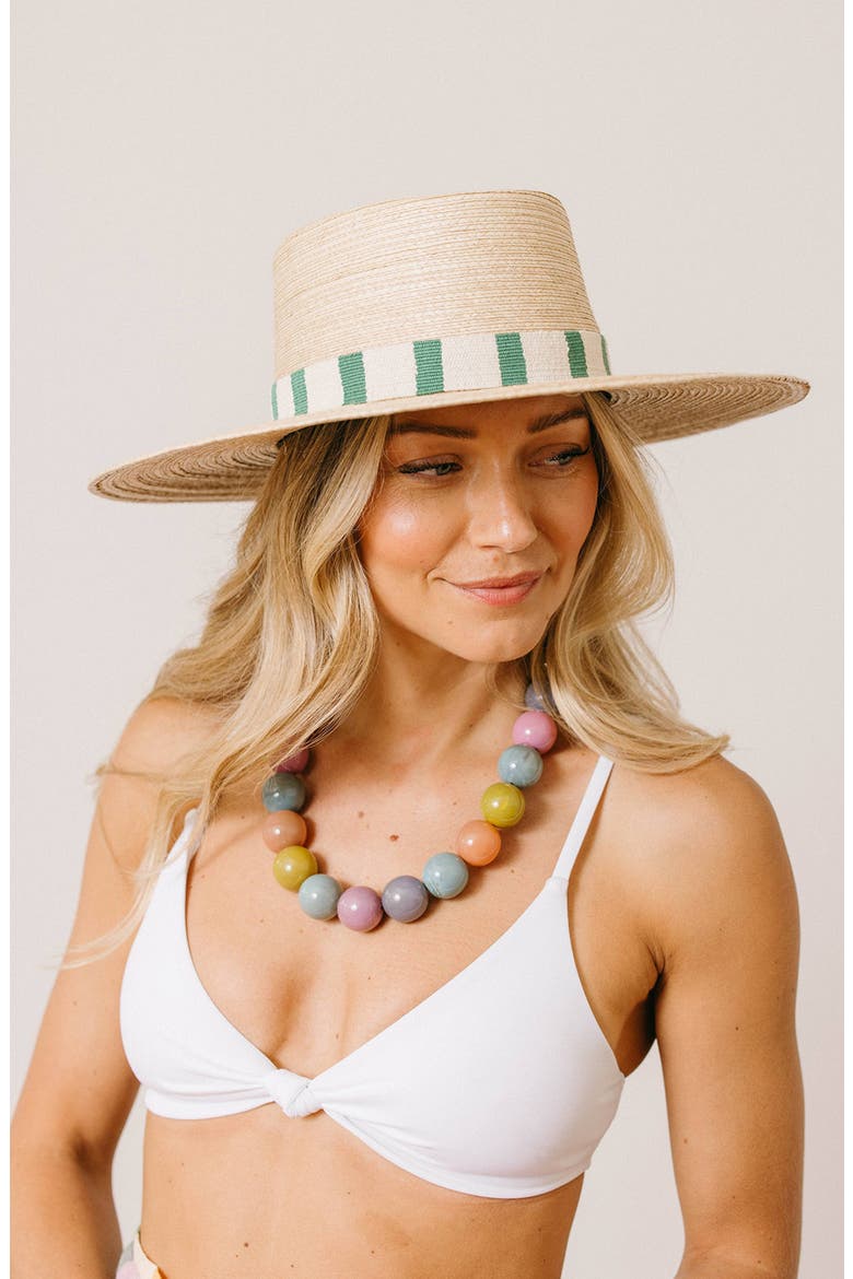 Viana Resort Palm Straw Sun Hat, Alternate, color, GREEN