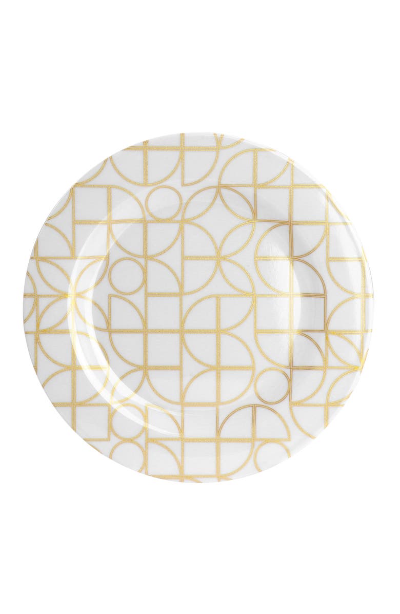 Laurie Gates California Designs Summer Bloom 12 piece Melamine Dinnerware Set, Alternate, color, Gold