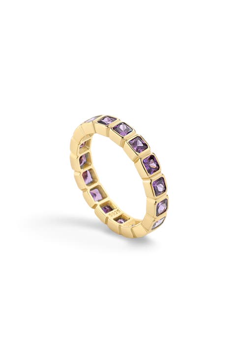 Emerald Cut Birthstone Eternity Ring