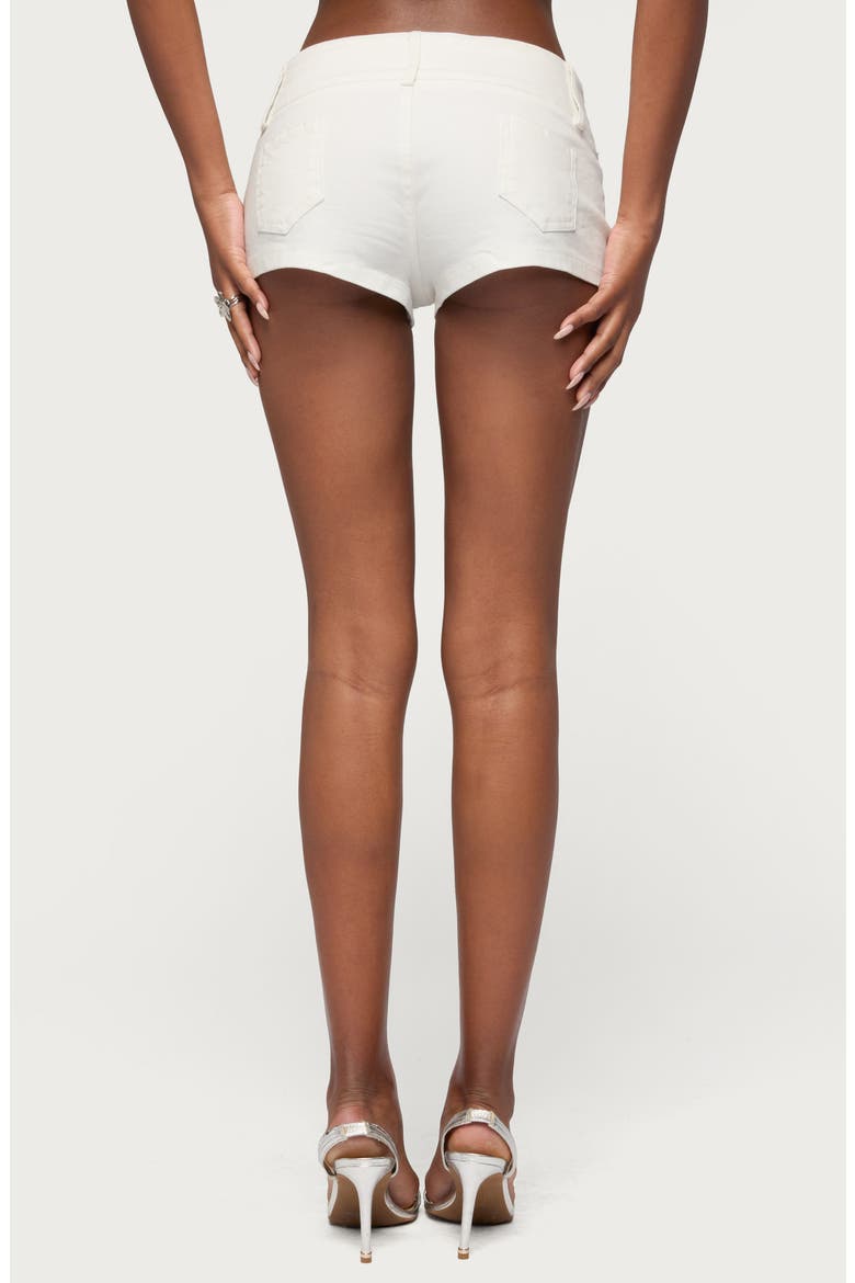 Studded Belt Denim Micro Shorts, Alternate, color, WHITE