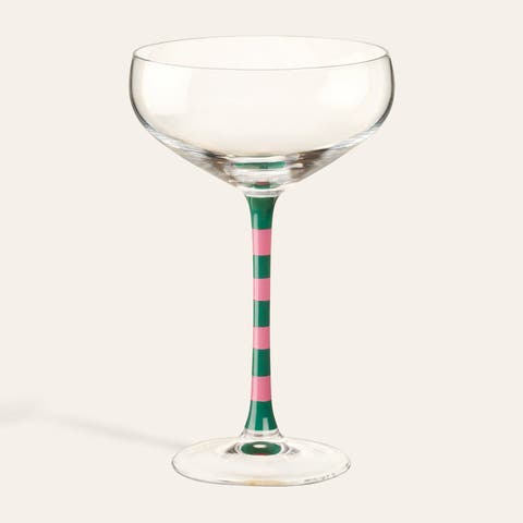Loess Hand Painted  Glass Champagne Glass 9 Oz.